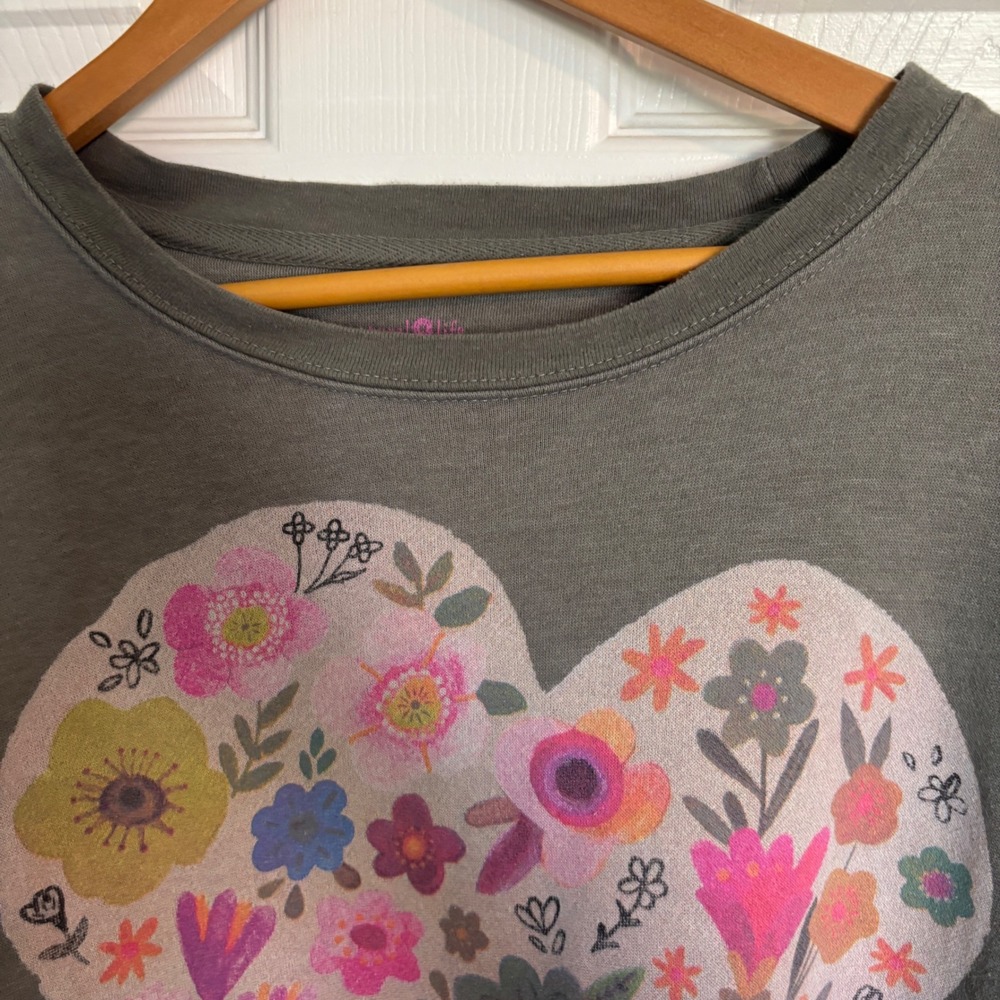 Natural Life Floral Heart Boho Charcoal Oversized Sweatshirt With Pockets Large - Picture 3 of 13